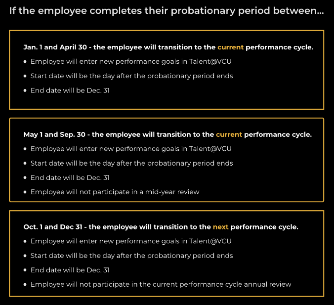 transition for first year employees to normal performance cycle